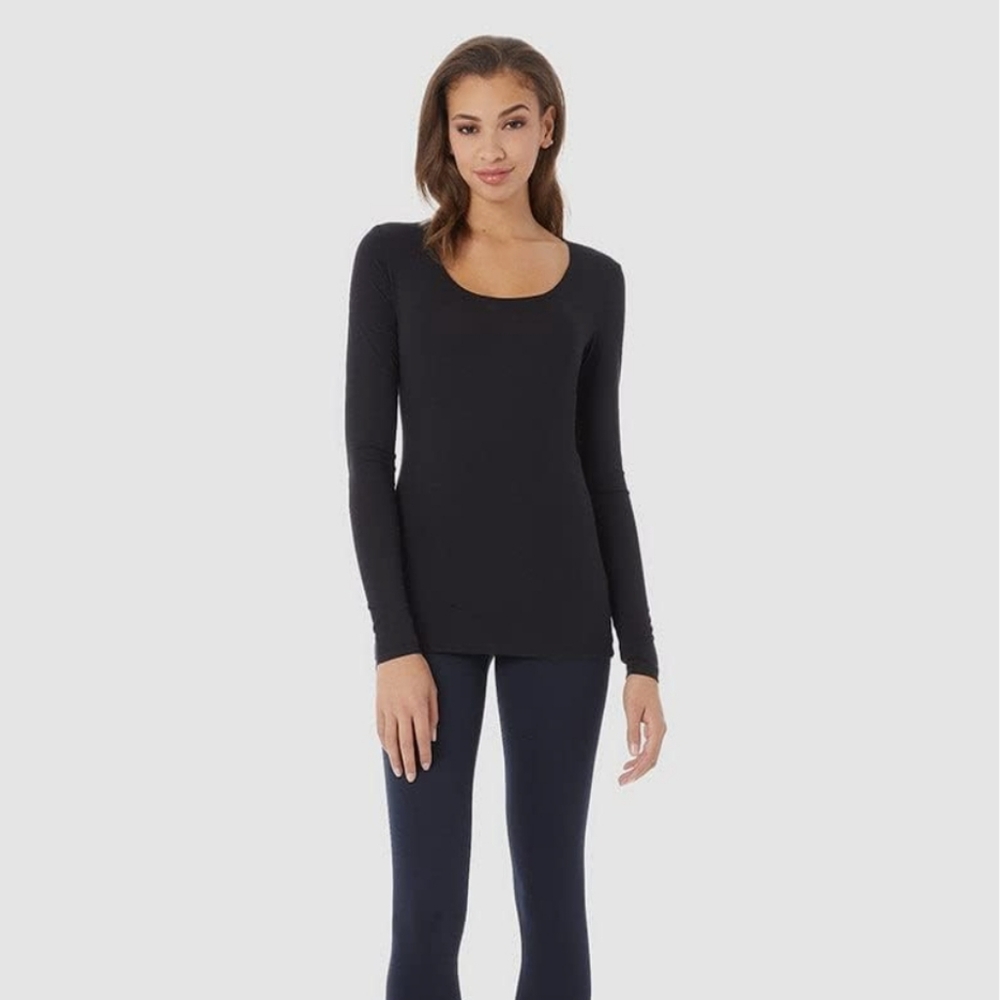 Women's 2-Pack Ultra Lightweight Thermal Long-Sleeve Baselayer Shirt| Scoop Neck - Picture 4 of 7